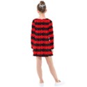 Red Devil and Black Halloween Nightmare Stripes  Kids  Long Sleeve Dress View2