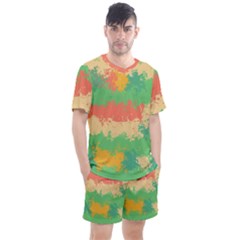 Spots In Retro Colors                                           Men s Mesh Tee And Shorts Set