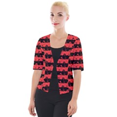 Donated Kidney Pink And Black Halloween Nightmare Stripes  Cropped Button Cardigan