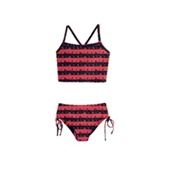 Donated Kidney Pink And Black Halloween Nightmare Stripes  Girls  Tankini Swimsuit