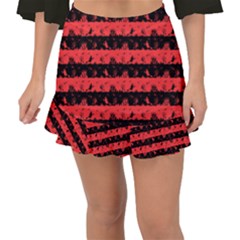 Donated Kidney Pink And Black Halloween Nightmare Stripes  Fishtail Mini Chiffon Skirt