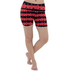 Donated Kidney Pink And Black Halloween Nightmare Stripes  Lightweight Velour Yoga Shorts