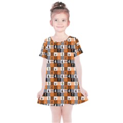 Witches, Monsters And Ghosts Halloween Orange And Black Patchwork Quilt Squares Kids  Simple Cotton Dress