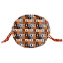 Witches, Monsters and Ghosts Halloween Orange and Black Patchwork Quilt Squares Drawstring Bucket Bag View3