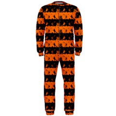 Dark Pumpkin Orange And Black Halloween Nightmare Stripes  Onepiece Jumpsuit (men)  by PodArtist