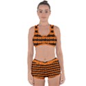 Dark Pumpkin Orange and Black Halloween Nightmare Stripes  Racerback Boyleg Bikini Set View1