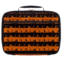 Dark Pumpkin Orange And Black Halloween Nightmare Stripes  Full Print Lunch Bag