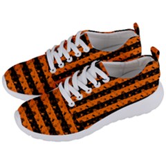 Dark Pumpkin Orange And Black Halloween Nightmare Stripes  Men s Lightweight Sports Shoes