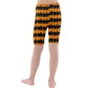 Pale Pumpkin Orange and Black Halloween Nightmare Stripes  Kids  Mid Length Swim Shorts View2