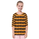 Pale Pumpkin Orange and Black Halloween Nightmare Stripes  Kids  Quarter Sleeve Raglan Tee View1