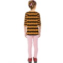 Pale Pumpkin Orange and Black Halloween Nightmare Stripes  Kids  Quarter Sleeve Raglan Tee View2