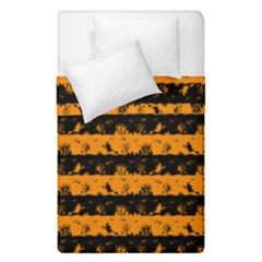 Pale Pumpkin Orange And Black Halloween Nightmare Stripes  Duvet Cover Double Side (single Size) by PodArtist