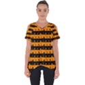 Pale Pumpkin Orange and Black Halloween Nightmare Stripes  Cut Out Side Drop Tee View1