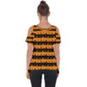 Pale Pumpkin Orange and Black Halloween Nightmare Stripes  Cut Out Side Drop Tee View2