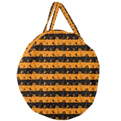 Pale Pumpkin Orange And Black Halloween Nightmare Stripes  Giant Round Zipper Tote