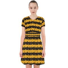 Pale Pumpkin Orange And Black Halloween Nightmare Stripes  Adorable In Chiffon Dress