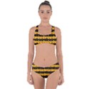 Pale Pumpkin Orange and Black Halloween Nightmare Stripes  Criss Cross Bikini Set View1