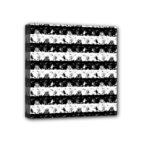 Black And White Halloween Nightmare Stripes Mini Canvas 4  X 4  (stretched) by PodArtist