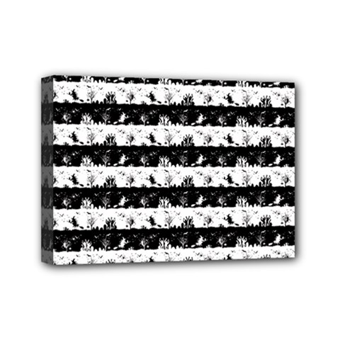 Black And White Halloween Nightmare Stripes Mini Canvas 7  X 5  (stretched) by PodArtist