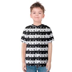 Black And White Halloween Nightmare Stripes Kids  Cotton Tee