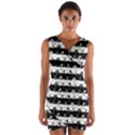 Black and White Halloween Nightmare Stripes Wrap Front Bodycon Dress View1