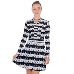 Black And White Halloween Nightmare Stripes Long Sleeve Panel Dress