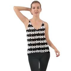 Black And White Halloween Nightmare Stripes Chiffon Cami