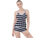 Black and White Halloween Nightmare Stripes Boyleg Tankini Set  View1