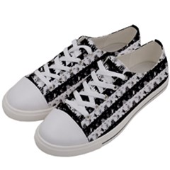 Black And White Halloween Nightmare Stripes Women s Low Top Canvas Sneakers by PodArtist