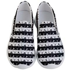 Black And White Halloween Nightmare Stripes Men s Lightweight Slip Ons