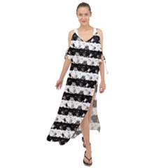 Black And White Halloween Nightmare Stripes Maxi Chiffon Cover Up Dress