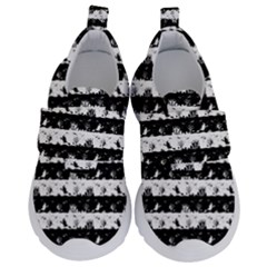 Black And White Halloween Nightmare Stripes Velcro Strap Shoes by PodArtist