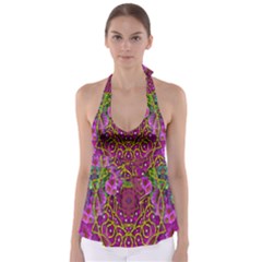 Star Of Freedom Ornate Rainfall In The Tropical Rainforest Babydoll Tankini Top by pepitasart