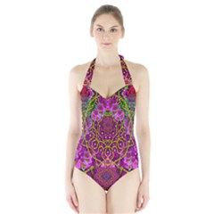 Star Of Freedom Ornate Rainfall In The Tropical Rainforest Halter Swimsuit by pepitasart