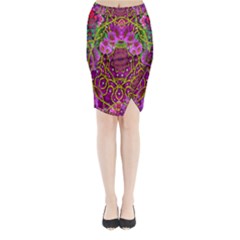 Star Of Freedom Ornate Rainfall In The Tropical Rainforest Midi Wrap Pencil Skirt by pepitasart