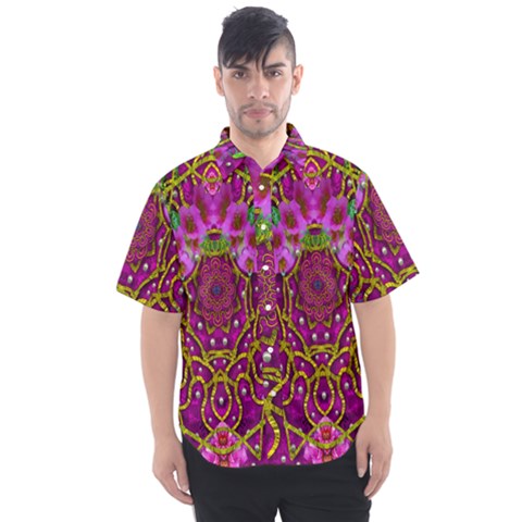 Star Of Freedom Ornate Rainfall In The Tropical Rainforest Men s Short Sleeve Shirt by pepitasart