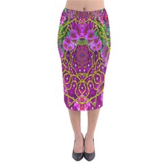 Star Of Freedom Ornate Rainfall In The Tropical Rainforest Velvet Midi Pencil Skirt by pepitasart