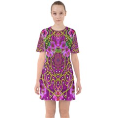 Star Of Freedom Ornate Rainfall In The Tropical Rainforest Sixties Short Sleeve Mini Dress by pepitasart