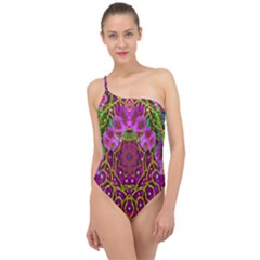 Star Of Freedom Ornate Rainfall In The Tropical Rainforest Classic One Shoulder Swimsuit by pepitasart