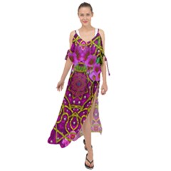 Star Of Freedom Ornate Rainfall In The Tropical Rainforest Maxi Chiffon Cover Up Dress