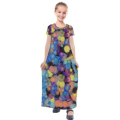 Paint Brushes On A Black Background                                            Kids  Short Sleeve Maxi Dress