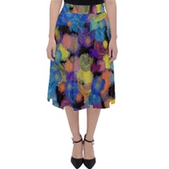 Paint Brushes On A Black Background                                             Folding Skater Skirt