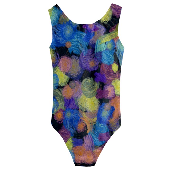 Paint brushes on a black background                                        Kids  Cut-Out Back One Piece Swimsuit