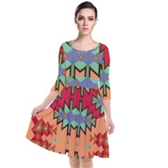 Misc Tribal Shapes                                                 Quarter Sleeve Waist Band Dress