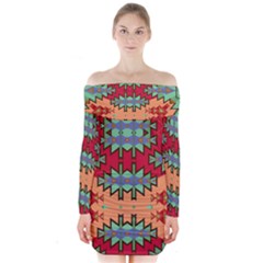 Misc Tribal Shapes                                              Long Sleeve Off Shoulder Dress by LalyLauraFLM