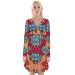 Misc Tribal Shapes                                                  Long Sleeve Front Wrap Dress by LalyLauraFLM