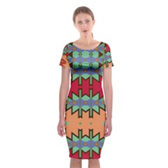 Misc Tribal Shapes                                         Classic Short Sleeve Midi Dress