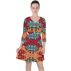 Misc Tribal Shapes                                          Quarter Sleeve Ruffle Waist Dress