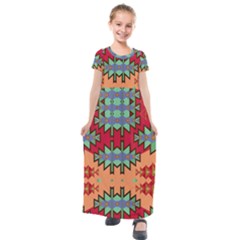 Misc Tribal Shapes                                             Kids  Short Sleeve Maxi Dress by LalyLauraFLM