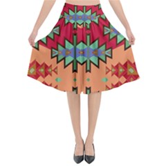 Misc Tribal Shapes                                            Flared Midi Skirt by LalyLauraFLM